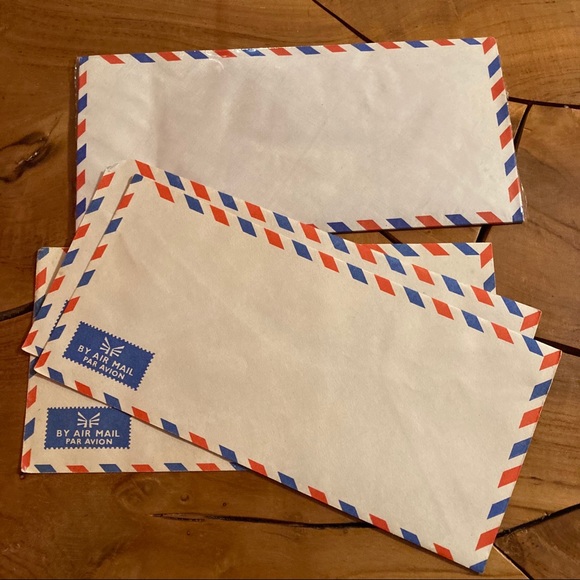 Vintage Air Mail Envelopes Red White Blue Stripe - Picture 2 of 2